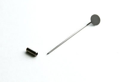 Lapel Pin Hardware - 65mm Long, 10mm Flat Pad, Metal, Black - KEY Handmade
 - 3