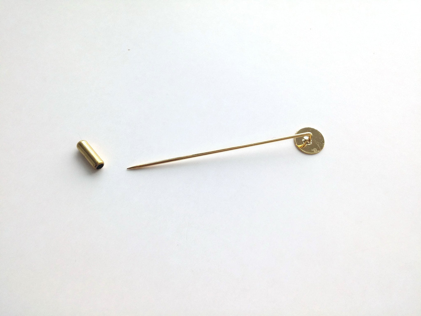 Lapel Pin Hardware - 65mm Long, 10mm Flat Pad, Metal