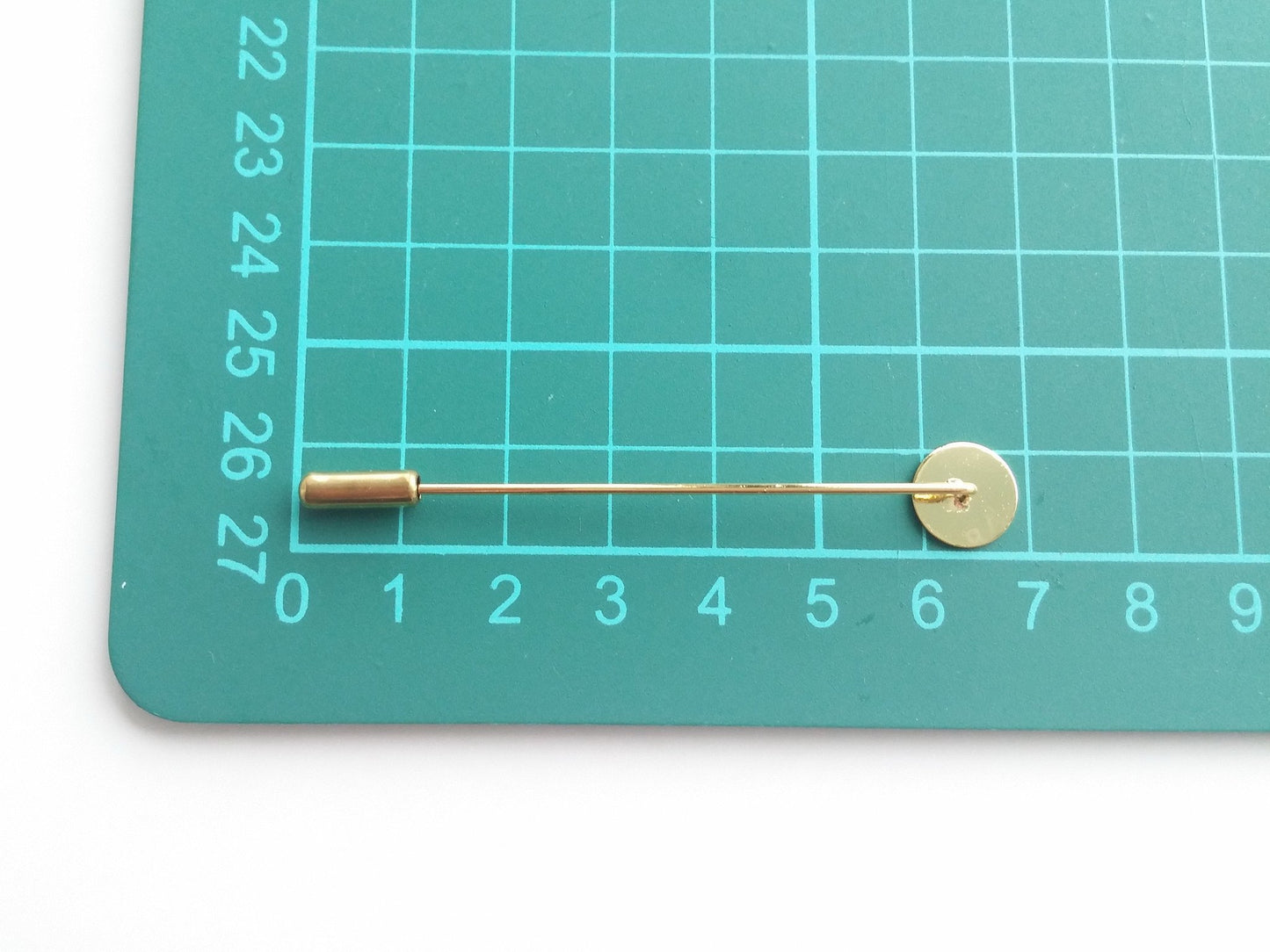 Lapel Pin Hardware - 65mm Long, 10mm Flat Pad, Metal