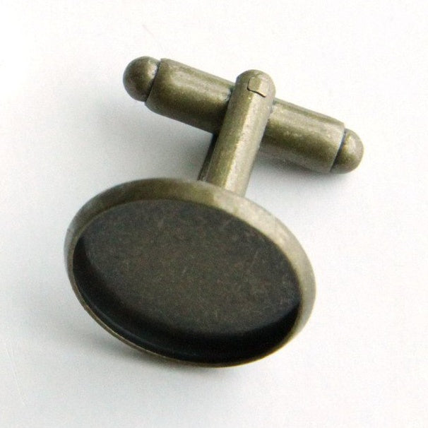 Cufflink Blank Hardware - 16mm, Round Cabochon Setting.