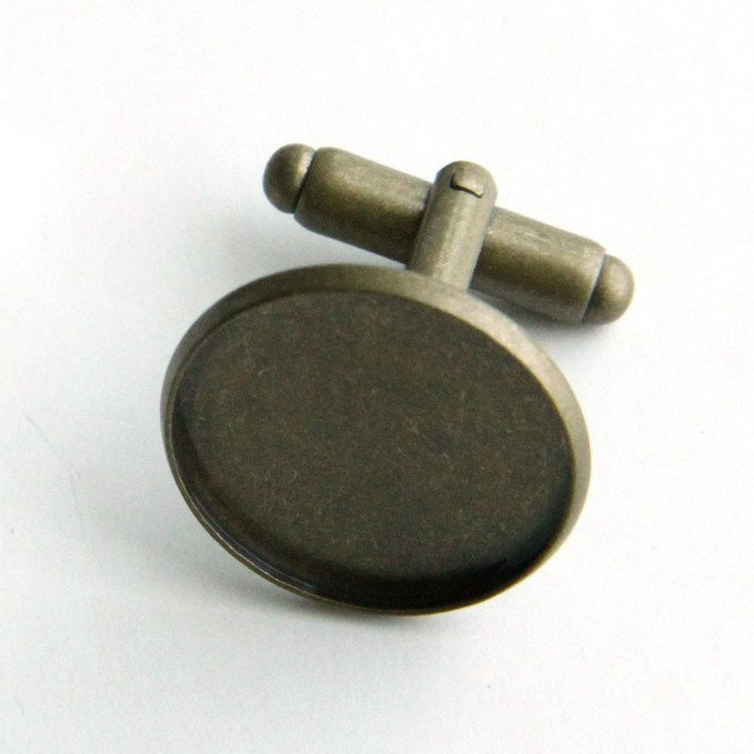 Cufflink Blank Hardware - 18mm, Round Cabochon Setting.