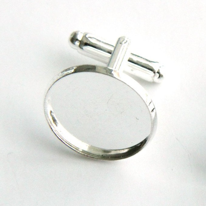 Cufflink Blank Hardware - 18mm, Round Cabochon Setting.