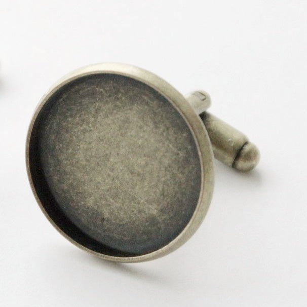 Cufflink Blank Hardware - 20mm, Round Cabochon Setting